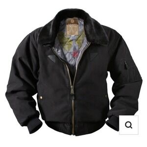 Rothco Black Vintage Style B-15A Bomber Jacket Coat Pilot Airplane Aviation